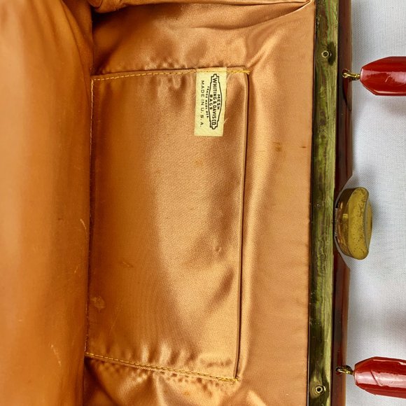 Whiting and Davis Handbag with Lucite Handle - Picture 3 of 5